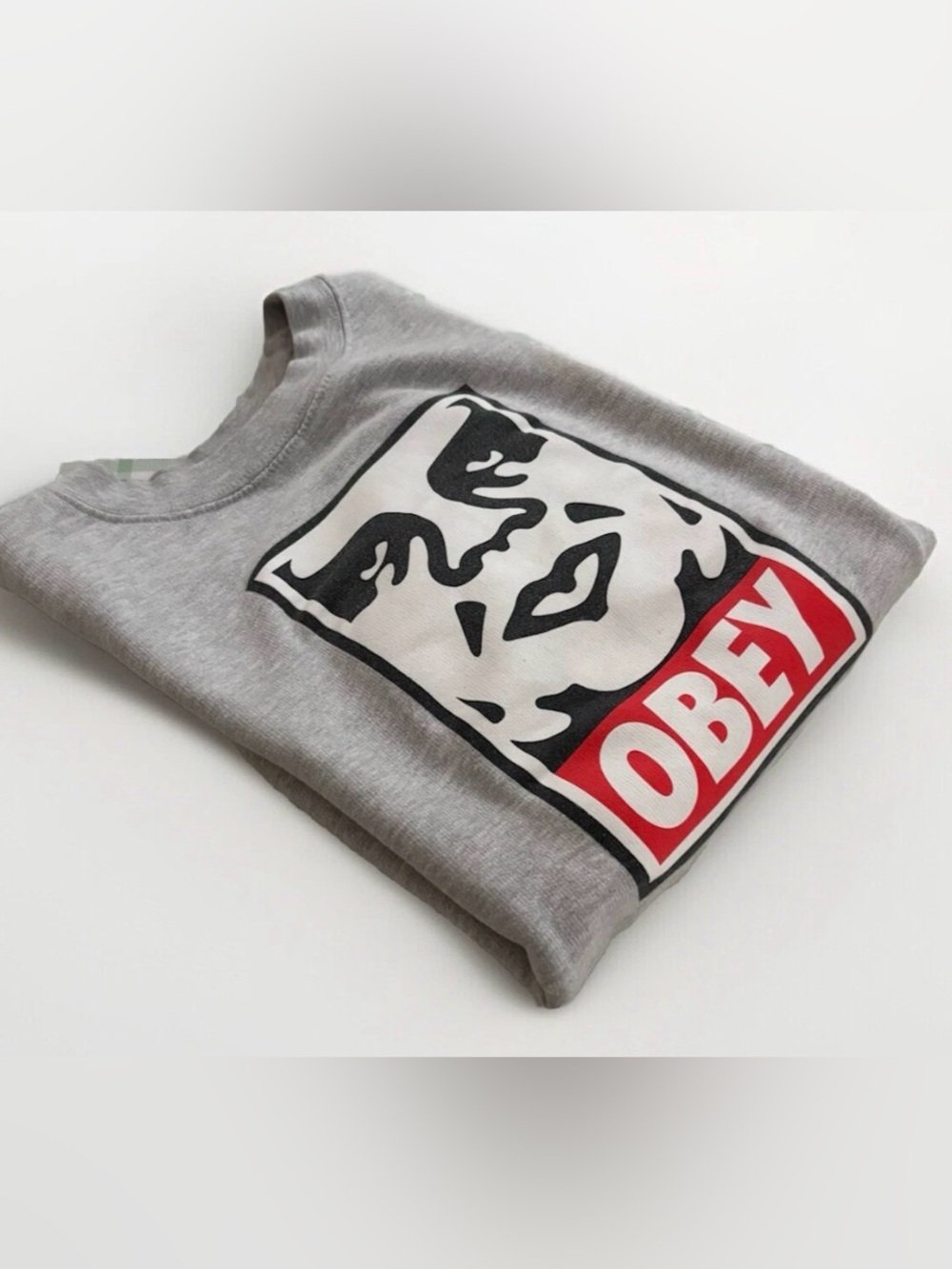 Vintage Obey Crewneck Sweatshirt Heather Grey Streetwear Y2K Size Medium